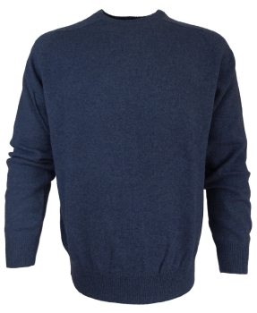 Baileys Rundhals Pullover Scottish Lambswool in blau melange