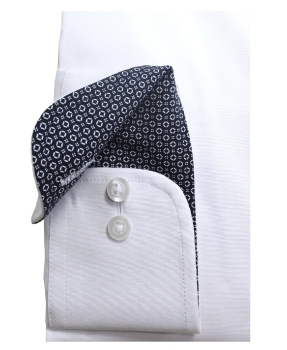 Preview: eterna Slim Fit Langarmhemd weiss Patches marine gemustert ÄL 72cm