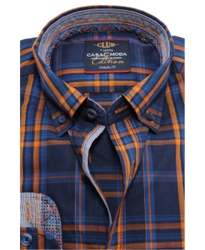Casa Moda Freizeithemd Casual Fit Langarm in dunkelblau terra Blockkaro