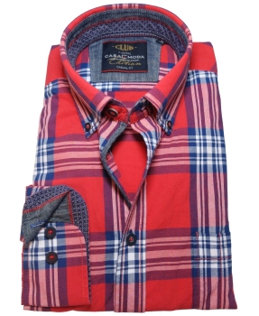Casa Moda Casual Fit Langarmhemd Karo in rot blau weiss