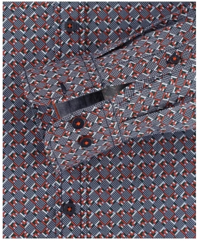 Preview: Casa Moda Casual Fit Langarmhemd in dunkelblau terra grün weiss gemustert