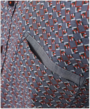 Casa Moda Casual Fit Langarmhemd in dunkelblau terra grün weiss gemustert