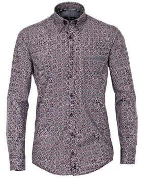 Casa Moda Casual Fit Langarmhemd in dunkelblau terra grün weiss gemustert