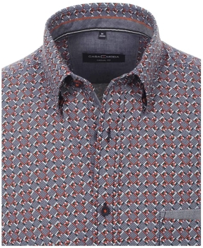 Preview: Casa Moda Casual Fit Langarmhemd in dunkelblau terra grün weiss gemustert