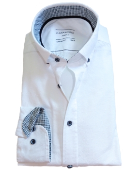 Casa Moda Casual Fit Langarmhemd weiss mit dezentem Webmuster