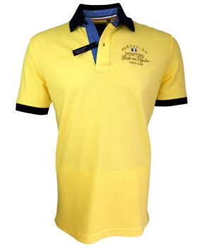 Marc Montino Polo Shirt in gelb marine mit Stickerei
