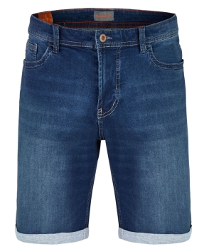 Hattric Jeans Bermuda Stretch mittelblau Denim mit Saumumschlag