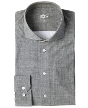 IOS Langarm Shirt Slim Fit Jersey superstretch grau melange Haikragen