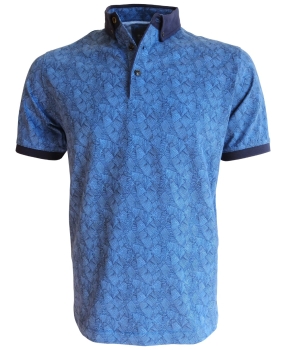 Baileys Poloshirt Blattprint in blau dunkelblau