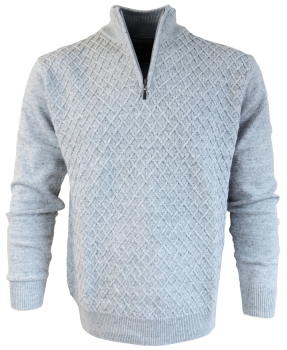 Baileys Pullover Troyer Stehkragen in silbergrau Rautendesign