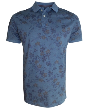 Baileys Vintage Polo Shirt in petrolblau gepunktet mit Floralmuster