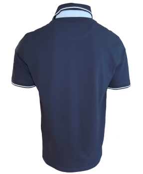 Baileys Stretch Polo Shirt dunkelblau weiss floraler Besatz