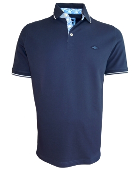 Baileys Stretch Polo Shirt dunkelblau weiss floraler Besatz