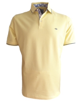 Baileys Stretch Polo Shirt gelb dunkelblau floraler Besatz