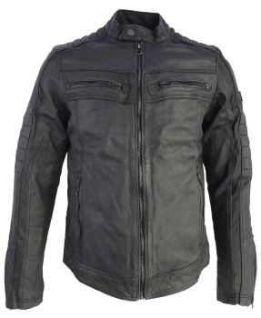 bruno banani Lederjacke Vintage Modell Burton schwarz