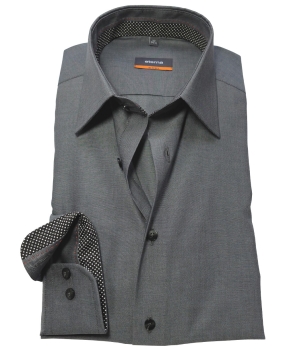 eterna Slim Fit Langarmhemd Chambray dunkelgrau