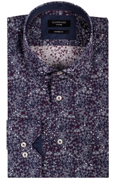 Giordano Langarmhemd Modern Fit dunkelblau mit Fancyprint