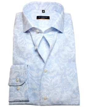 eterna Slim Fit Langarmhemd in hellblau weiss Floraldesign