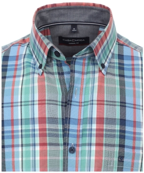 Casa Moda Casual Fit Kurzarmhemd Karo in blau rot grün