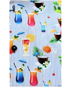Armas Comfort Fit Kurzarmhemd Cocktail beige weiß blau multicolor