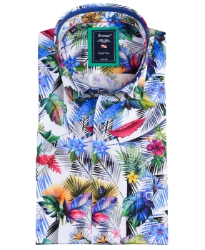 Armas Comfort Fit Kurzarmhemd weiss multicolor Floralprint