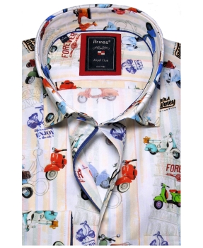 Armas Langarmhemd Comfort Fit multicolor Print Italien Rollermotiv