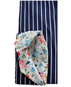 Armas Langarmhemd Comfort Fit blau weiss Streifen Floralpatches