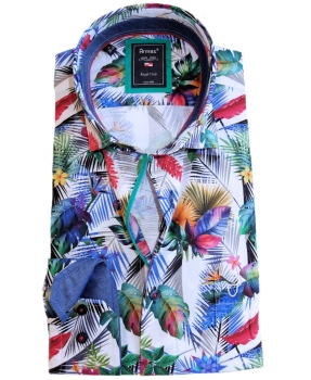 Armas Langarmhemd Comfort Fit weiss multicolor Print Floralmotive