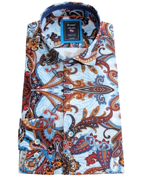 Armas Langarmhemd Comfort Fit blau multicolor Print Paisleys
