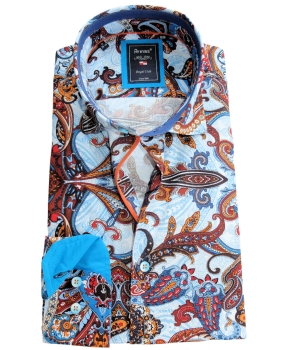 Armas Langarmhemd Comfort Fit blau multicolor Print Paisleys