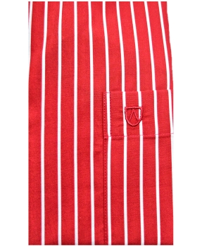 Armas Langarmhemd Comfort Fit rot weiss Streifen Floralpatches