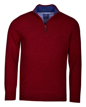 ARMAS Troyer Stehkragen Pullover Glattstrick Wool Blend mit Zipper in bordeaux melange