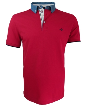 Baileys Poloshirt Premium rot mit Jeanskragen Button-Down 415204-42