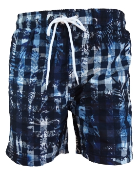 Baileys Swim Short Beach in dunkelblau blau weiss Motiv Palmen