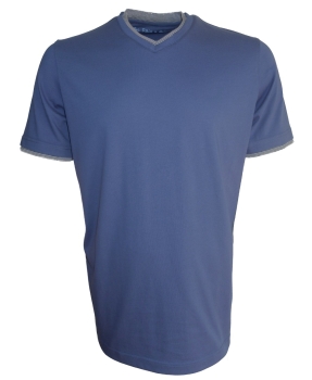 Baileys Kurzarmshirt mit V-Ausschnitt in blau