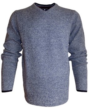 Baileys V-Neck Tweed Pullover in blau hellblau melange