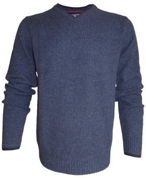 Baileys V-Neck Tweed Pullover in dunkelblau blau melange