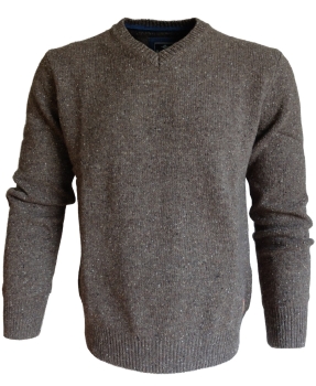 Baileys V-Neck Tweed Pullover in braun melange