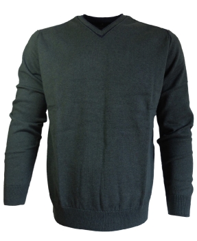 Baileys leichter V-Neck Pullover in dunkelgrün Feinstrick