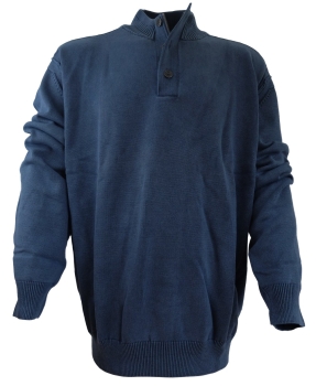 Baileys Stehkragen Pullover Troyer dunkelblau mit Reißer und Knöpfen