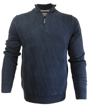 Baileys Stehkragenpullover in dunkelblau Rippstrickmuster