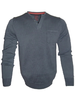 Baileys leichter V-Neck Pullover in stahlgrau mit Brusttasche