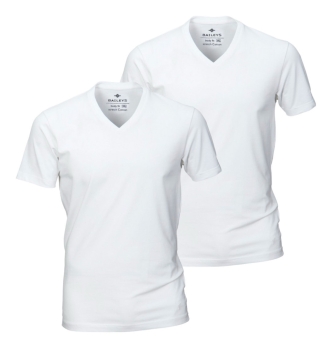 Doppelpack Baileys V-Ausschnitt Shirt Stretch in weiss