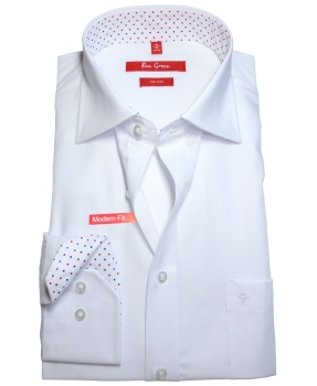 Ben Green Redline Modern Fit Langarmhemd in weiss Patches multicolor