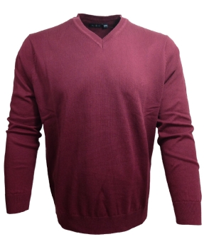Ben Green V-Neck Pullover Classic in weinrot braun lila
