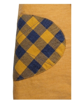 Casa Moda Freizeithemd Langarm Vintage Look in curry blau Patches