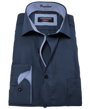 Casa Moda Modern Fit Premium Langarmhemd dunkelblau mit Patches