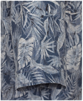 Casa Moda Casual Fit Kurzarmhemd Shorter Style Leinenedition blau Print