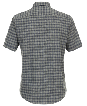Casa Moda Casual Fit Kurzarmhemd Shorter Style Leinenedition grün blau Karo