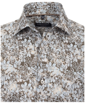 Casa Moda Premium Comfort Fit Kurzarmhemd braun blau Floralprint